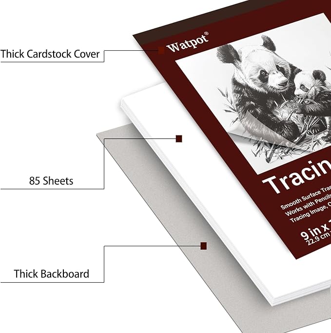 Tracing Paper 9x12 inch, 85 Sheets Translucent Tracing Paper Pad, 38lb/60gsm - Image 3