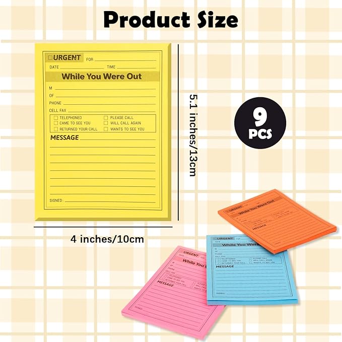 9 Pieces Phone Message Pads for Office, Big Sticky Notes for Wall, Urgent While - Image 2