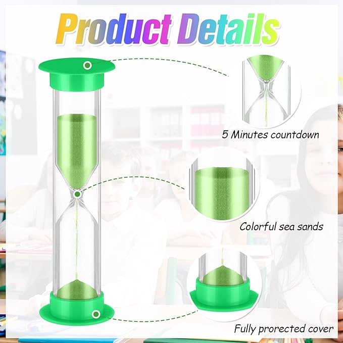 48 Pcs Back to School 5 Minute Sand Timer Bulk Colored Plastic Mini Multicolor - Image 3