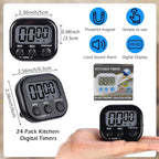 Leumoi 24 Pcs Digital Kitchen Timers Magnetic Back Timers Bulk Large Screen - Image 2