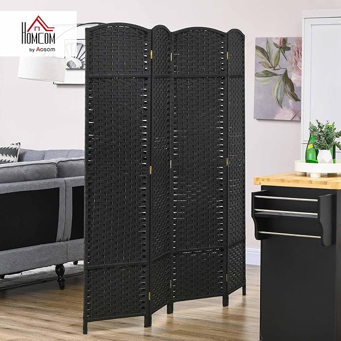 HOMCOM Room Divider, 4 Panel Folding Privacy Screen, 5.6' Tall Freestanding - Image 2