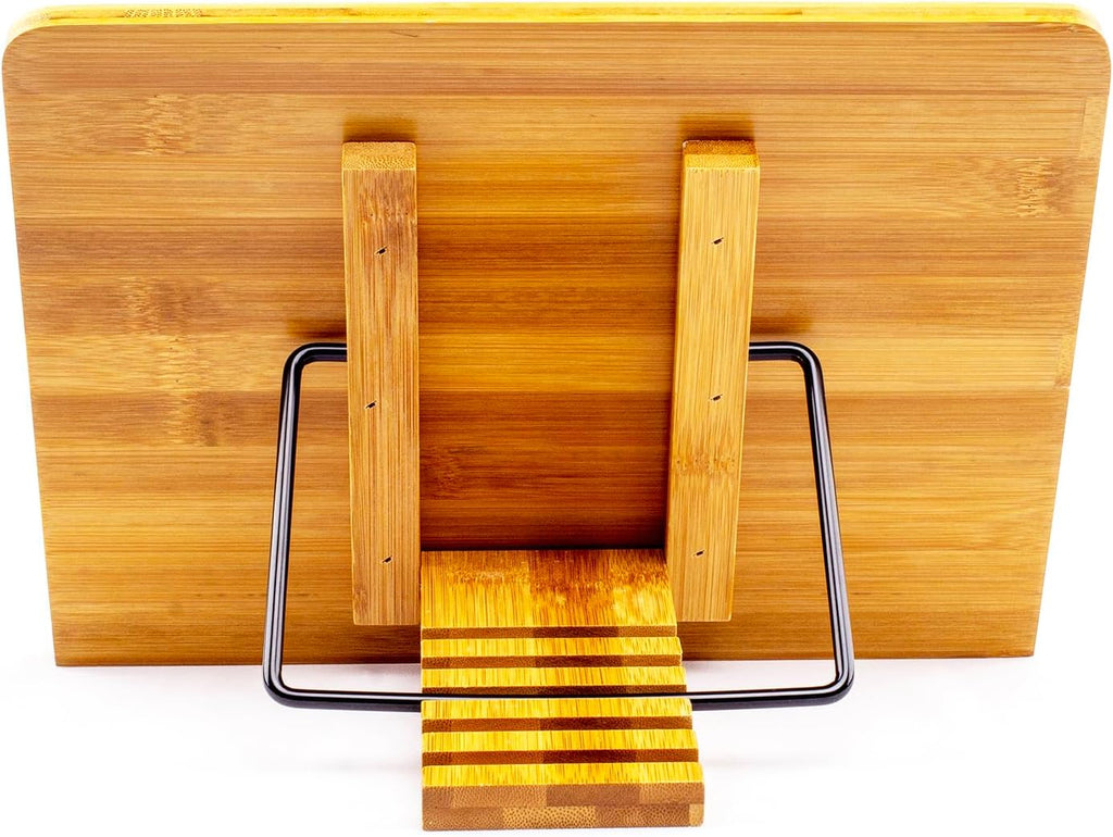 (15.4 x 11 Inch) Large Book Stand for Reading Hands Free,Recipe Book Holder | Cookbook Holder for Kitchen Counter,Textbook Stands for Heavy Thick Books,Bamboo Holders for Bible,Tablet,Law School,Drawing