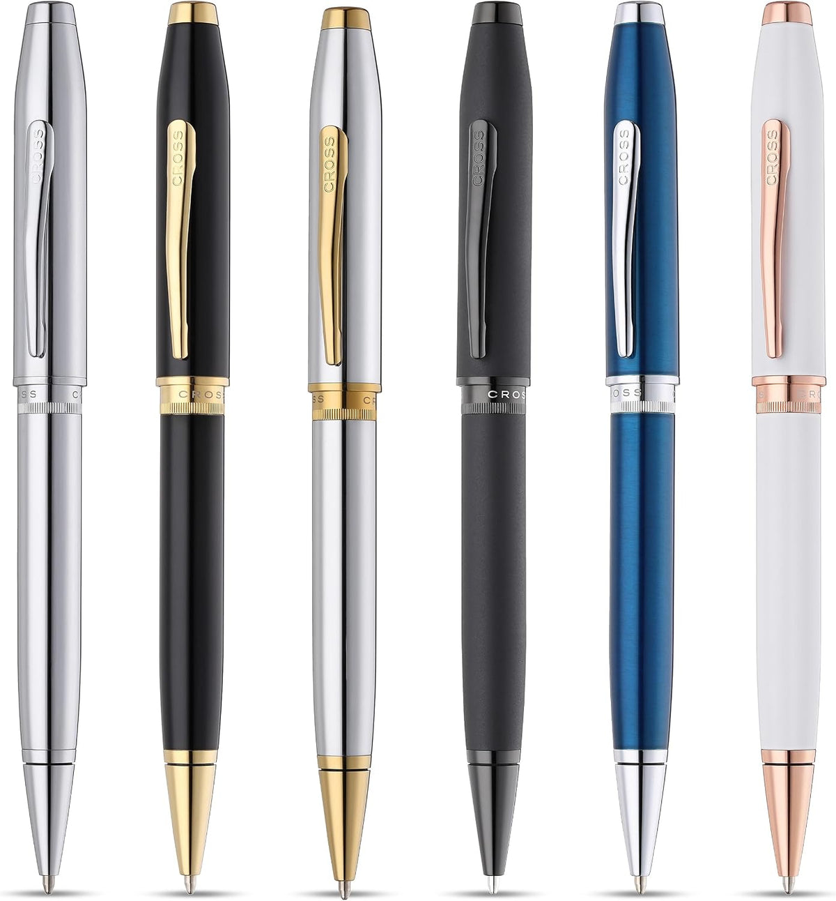 Cross Foundry Polished Chrome Gold Ballpoint Pen, Medium Point, Black Ink