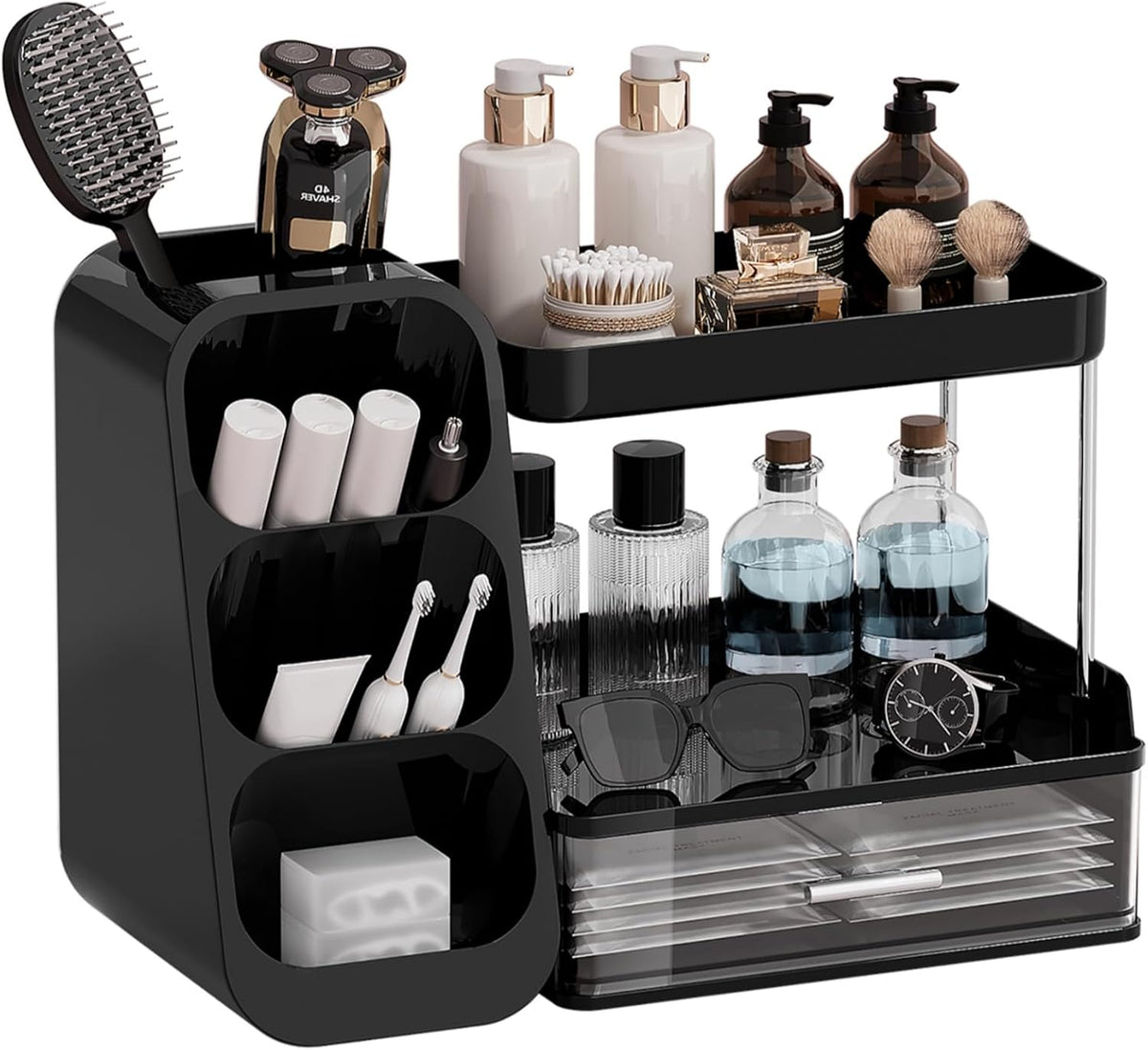 UFORU Makeup Organizer Countertop with Brush Holder for Vanity Bathroom