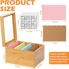 5x8 Index Card Holder with Dividers Bamboo Index Card Storage Box 4 - Image 2