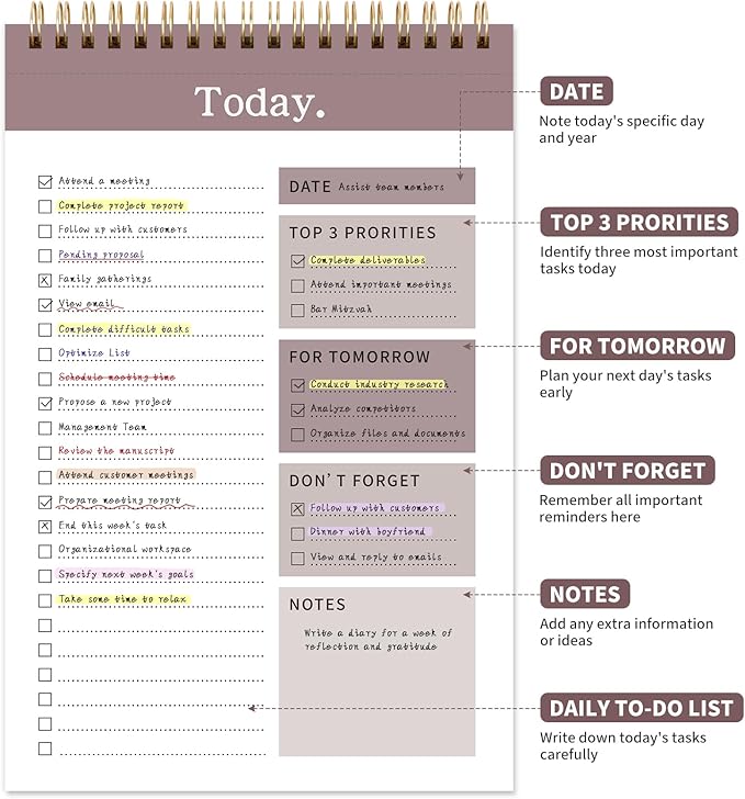 104 Pgs To Do List Notepad, 52 Undated Sheets Duplex-printed Daily Planner - Image 2