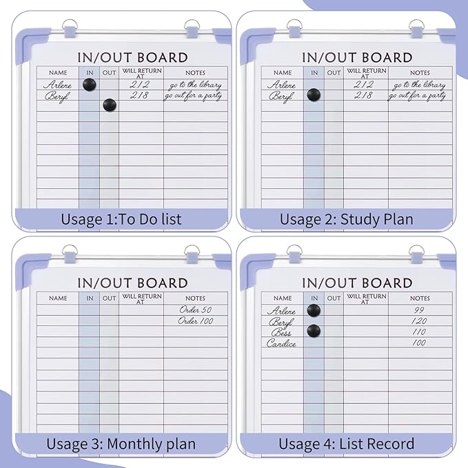 2 PCS in and Out Magnetic Dry Erase Boards 16" x 12", Aluminum Framed Lined - Image 4