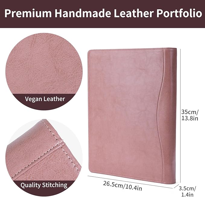 Geslun Vegan Leather 3 Ring Binder, 8.5 x 11 Letter Size Folio - Image 2