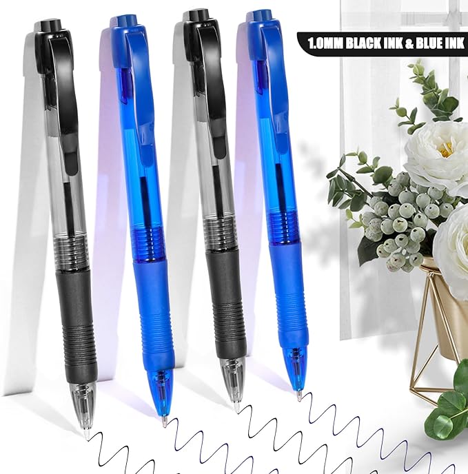 deegtran Pens Bulk, 100 Pack No Bleed Black & Blue Ink Click Pens - Image 3