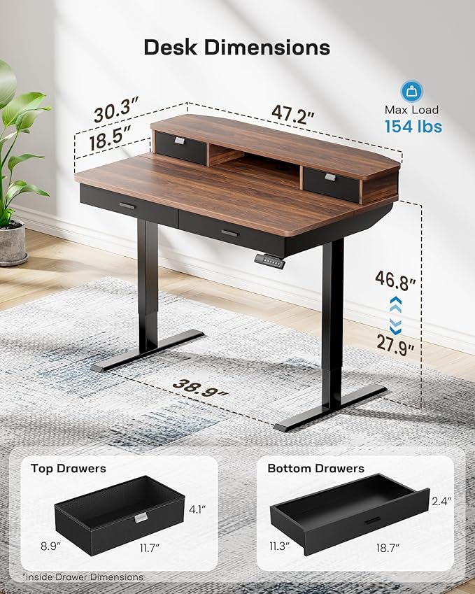 HUANUO 48 x 30 inch Electric Standing Desk - Image 3