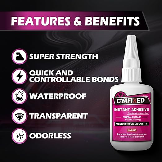 Medium-Thick Super Glue for Wood Plastic Ceramic, 56.8 Gram All Purpose Clear - Image 2
