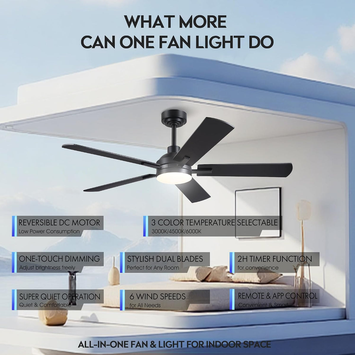 jsaitee ceiling fans with lights - 52inch low shown in use