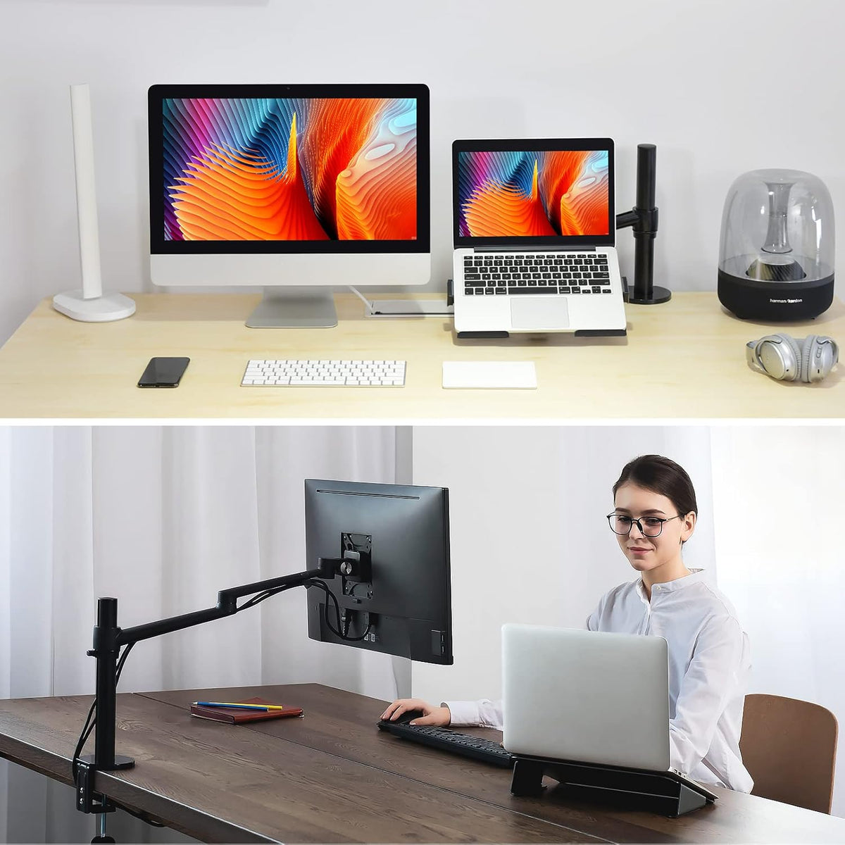Viozon Laptop/Notebook/Projector Mount Stand, Height Adjustable Single Arm Mo...