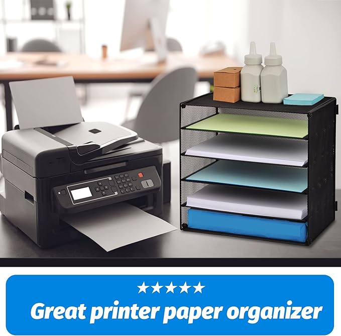 EASEPRES 5 Slot Mesh Desk Organizer Tray, File Paper Letter Folder Holder - Image 5