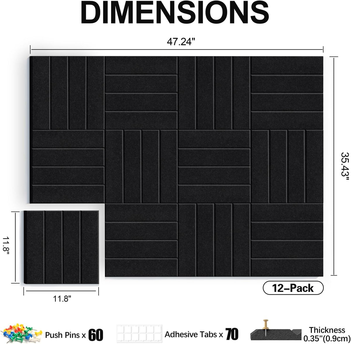 12-Pack Felt Bulletin Board, 48" x 36" Large Cork Board Alternative...