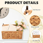 2 Pcs Woven Mail Holder Wall Mount Basket Rattan Wall Letter Holder Wicker - Image 3