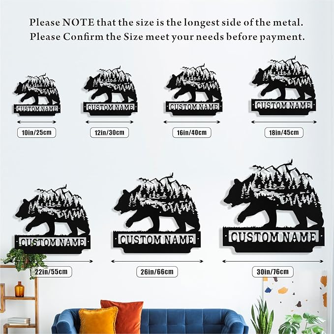 Custom Bear Metal Sign, Custom Bear Metal Wall Art Decor, Personalized Last - Image 7