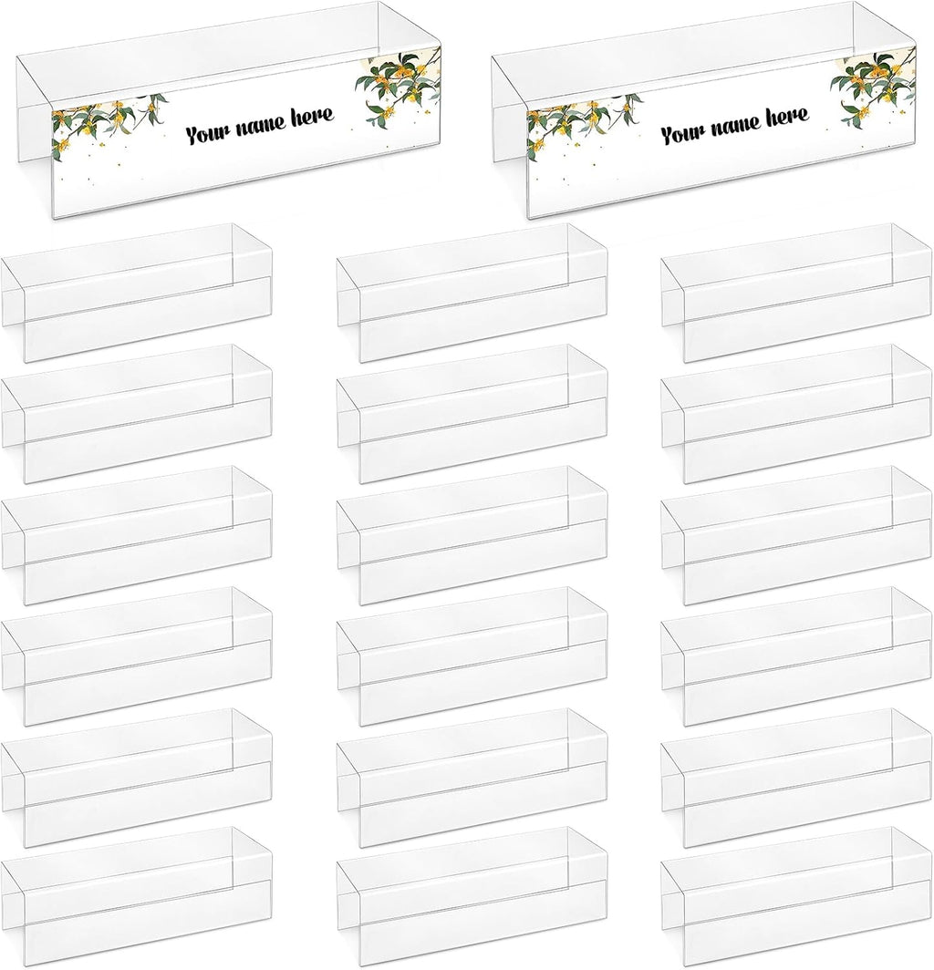 20 Pieces 2.25 Inch Cubicle Name Plate Holders Cubicle Name Tags Clear Cubicle