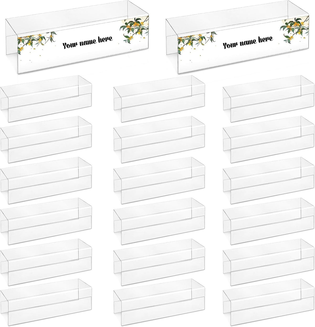 20 Pieces 2.25 Inch Cubicle Name Plate Holders Cubicle Name Tags Clear Cubicle
