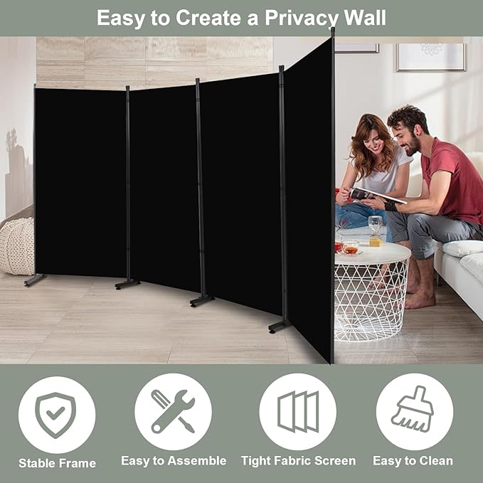 Room Divider 6FT 4 Panel Privacy Screen, Portable Room Partitions and Dividers - Image 5