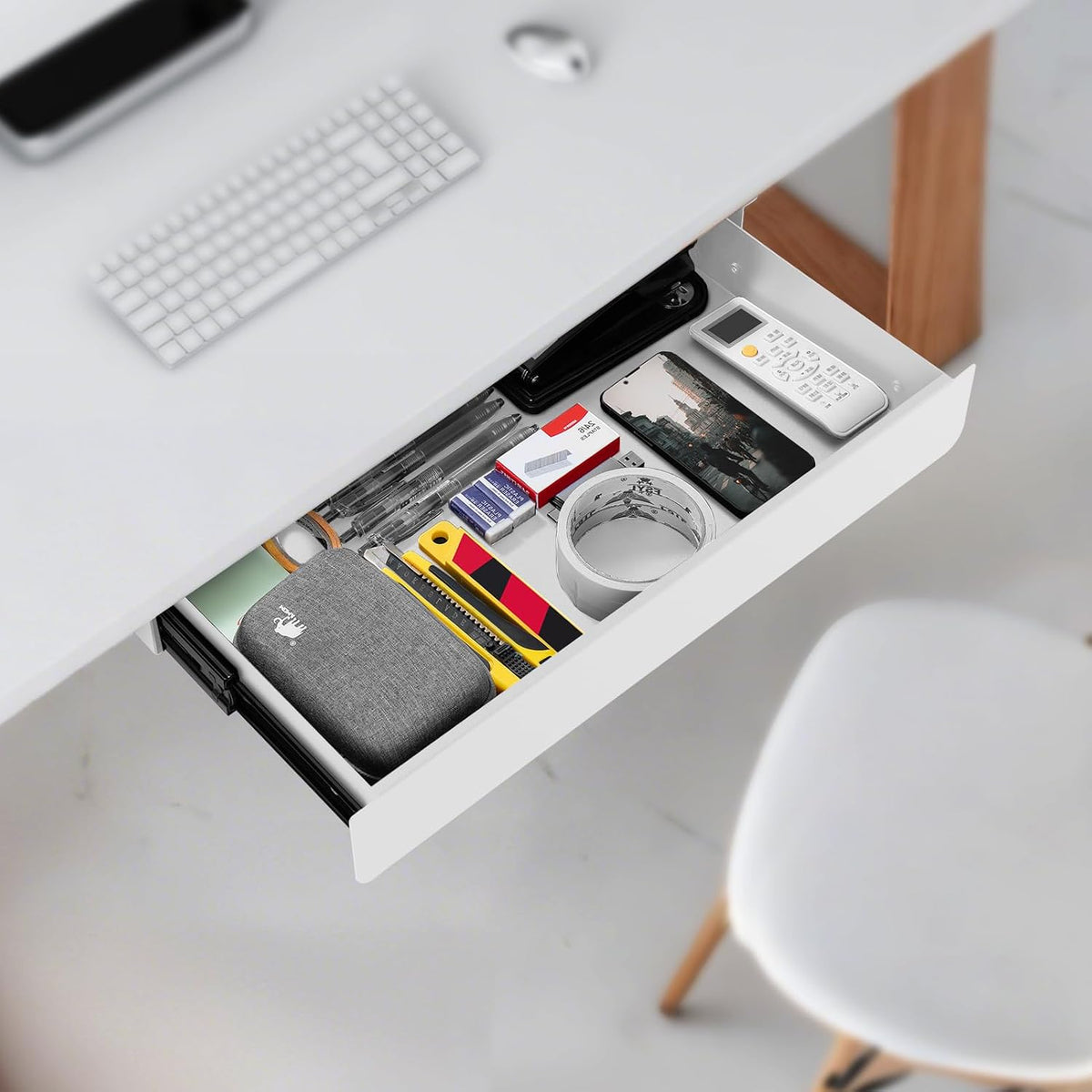 KHAMAL Under Desk Drawer Slide Out Large - Under Table Drawer 17.32" x 9...