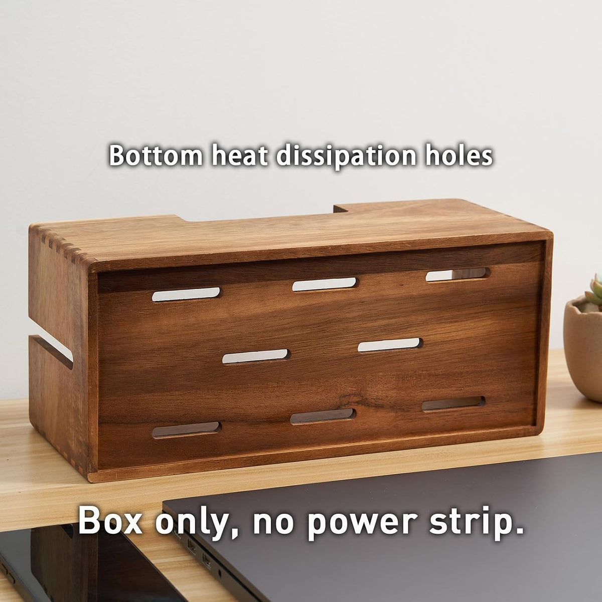 LiTY Acacia Wood Cable Management Box, Wooden Cord Hider & Organizer for ...