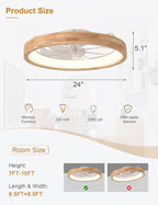 24" low profile flush mount wood fandelier ceiling, package contents