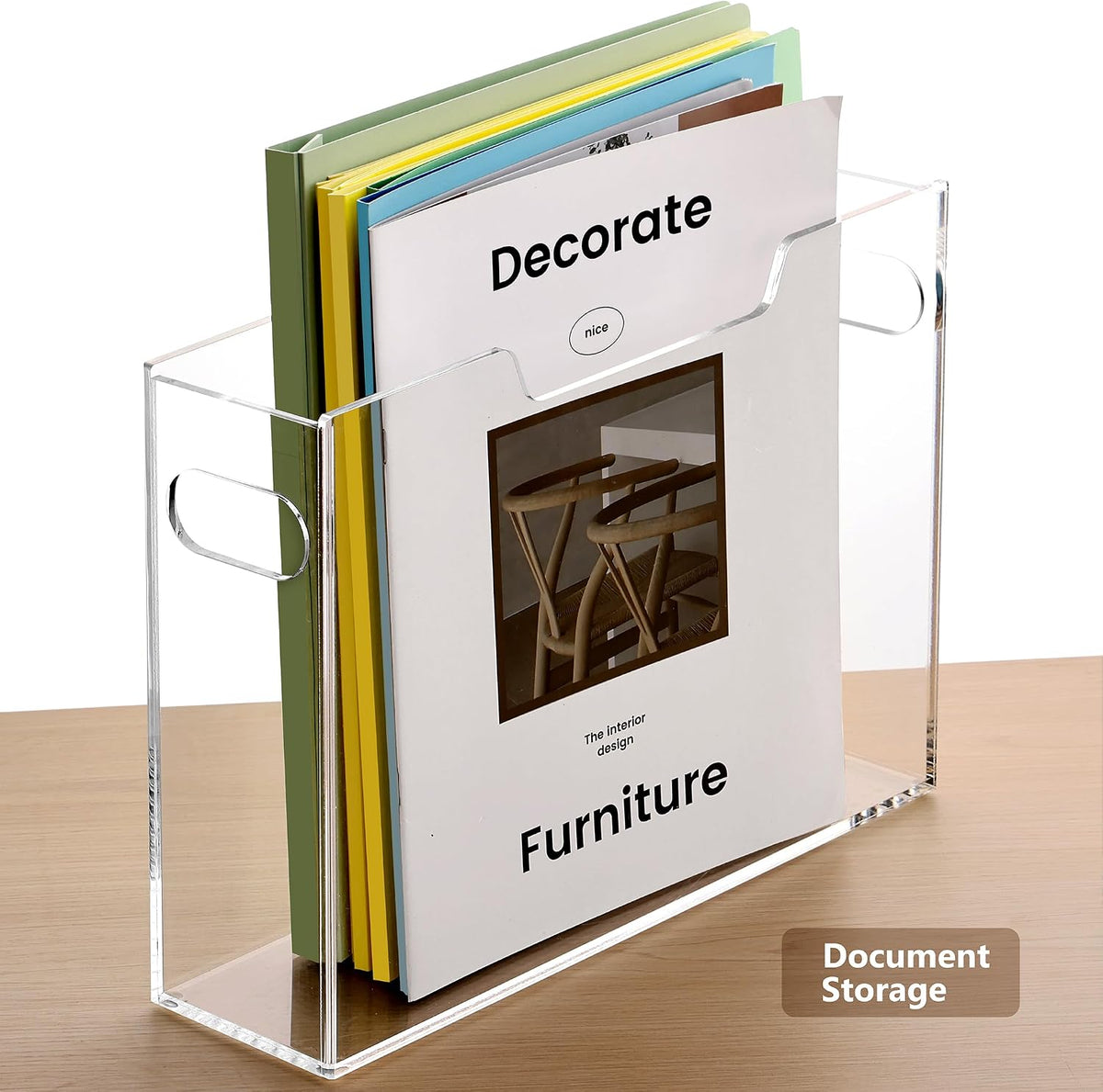 DINGHUO Acrylic File Organizer Box Letter Size Hanging File Organizer, Clear ...