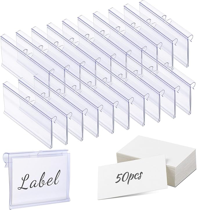 Meetory 50 PCS Clear Plastic Label Holders by Meetory