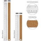 Metal Ruler with Cork Backing, 12+18 Inch Stainless Steel Rulers 12 Inch 18 - Image 2