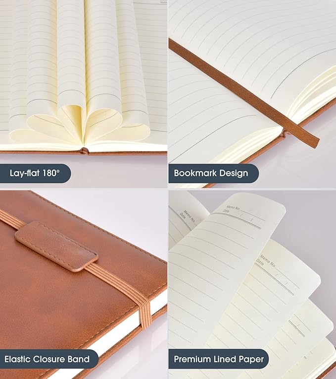 Biuwory Lined Journal Notebook for Women Men, 256 Pages A5 Hardcover Leather - Image 4