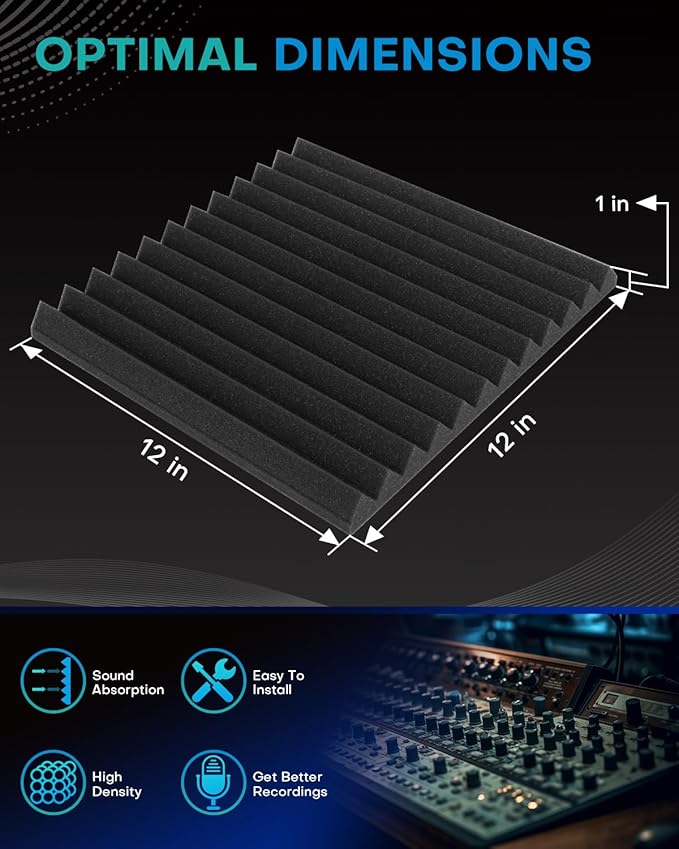 Knightsacoustic 24 Pack Sound Proof Foam Panels - Image 2