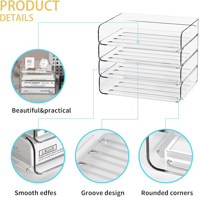 FANXIYQ 4-Tier Acrylic Paper Tray Organizer - Image 3