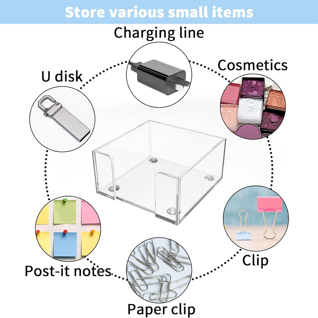 Sticky Note Holder, Clear Acrylic Notepad Holder for 3" x 3" Sticky Note Storage,Acrylic Sticky Note Dispenser for Classroom and Office Desk Organizer