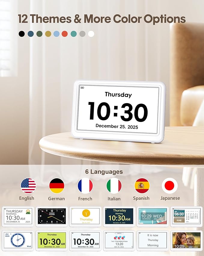 Digital Clock with Date and Day of Week, Dementia Clocks Battery Operated Alarm - Image 6