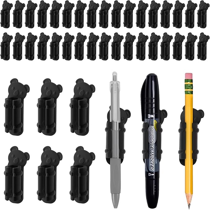 VZZNN 40 Pack Adhesive Pen Holder Clips, Silicone Pencil Holders by VZZNN