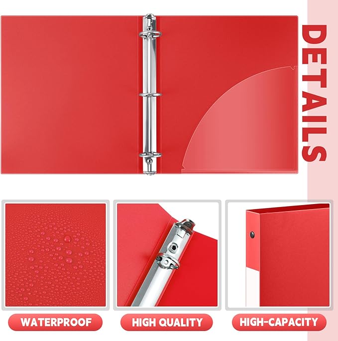 Henoyso 48 Pcs 3 Ring Binder 0.5 Inch Round Fits Letter Size 8.5'' x 11'' Paper - Image 3