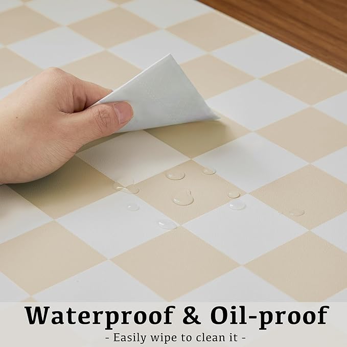 Ohocut Checkered Desk Mat, Large Cute Aesthetic Retro PU Leather Computer - Image 5