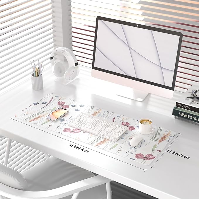 QiyI Large Mouse Pad, Cute Flower Desk Mat - Image 2