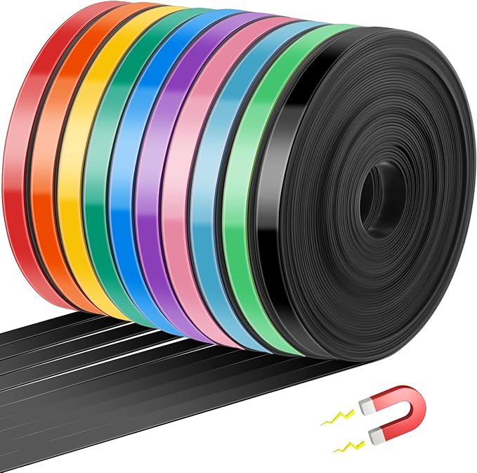 Saypacck 10 Rolls Whiteboard Magnetic Strips Roll Thin Strips 0.39 in x 16.4 ft by Saypacck