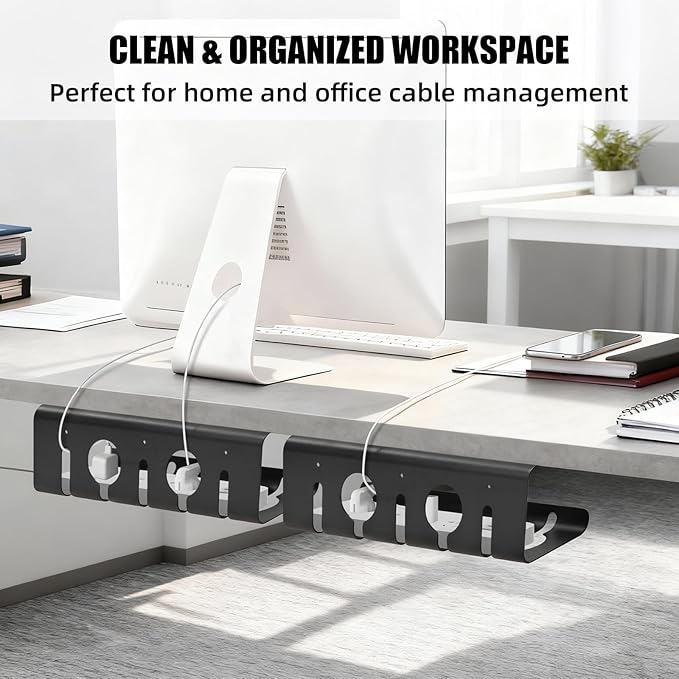 2 Pack Under Desk Cable Management Tray, 16.5" L x 4.7" W x 4.3" H, Wire - Image 8