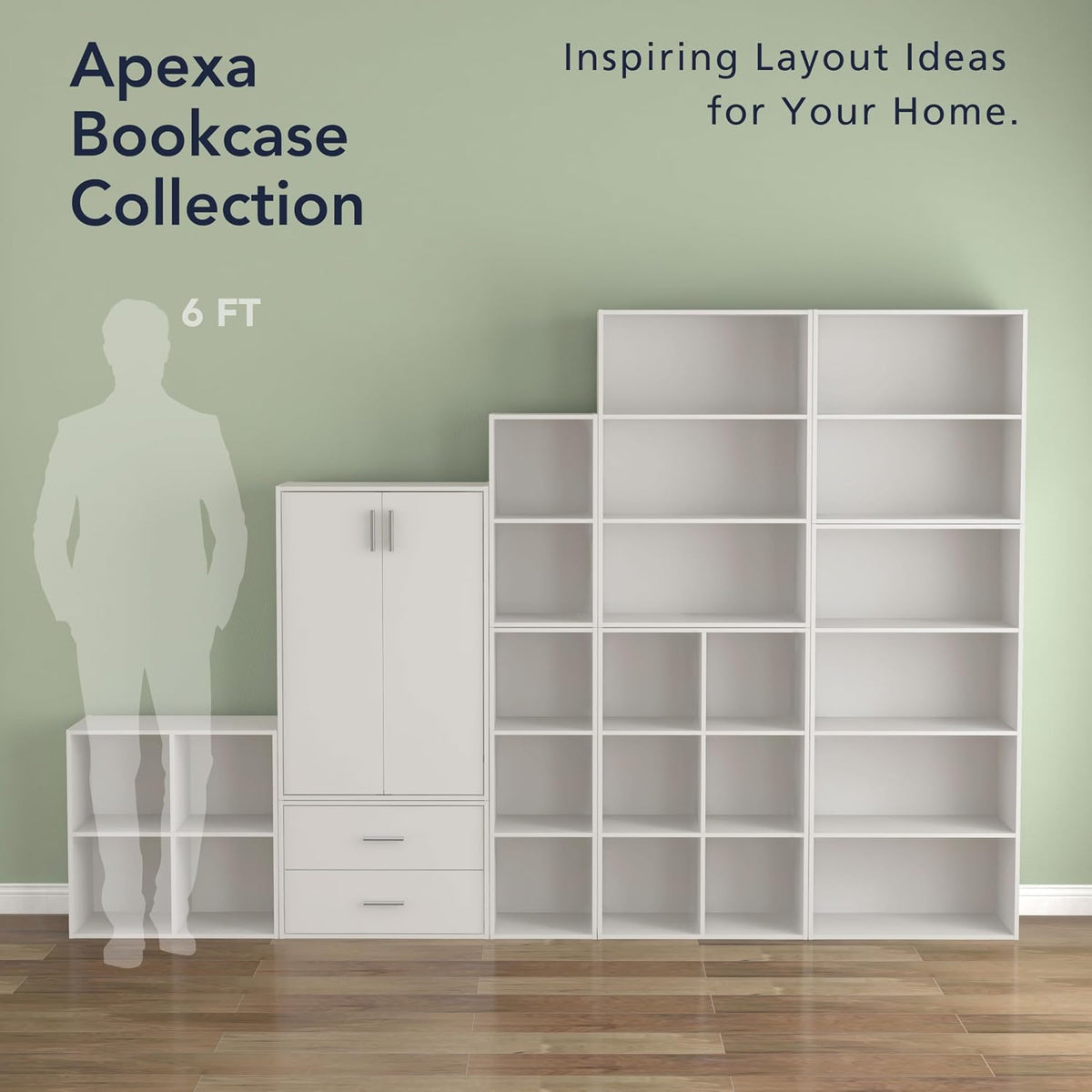 Homes: Inside + Out Apexa 2-Cube Storage Organizer Shelves, Stackable Wood Bo...