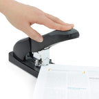 Rapesco 1550 ECO HD-140 Heavy-Duty Stapler, 140 Sheet Capacity, Black | Includes 1000 Heavy Duty 15/32" Staples, ECO Material, Soft-Feel Grip, Adjustable Paper Guide, for Office and School