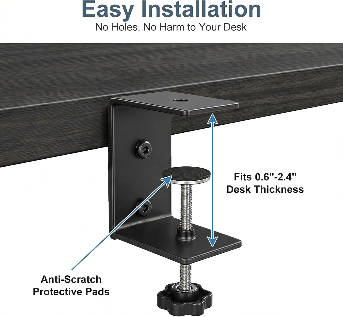 Desk Extender Tray, 24" x 12" Clamp On Desk Extension Shelf with Dr...