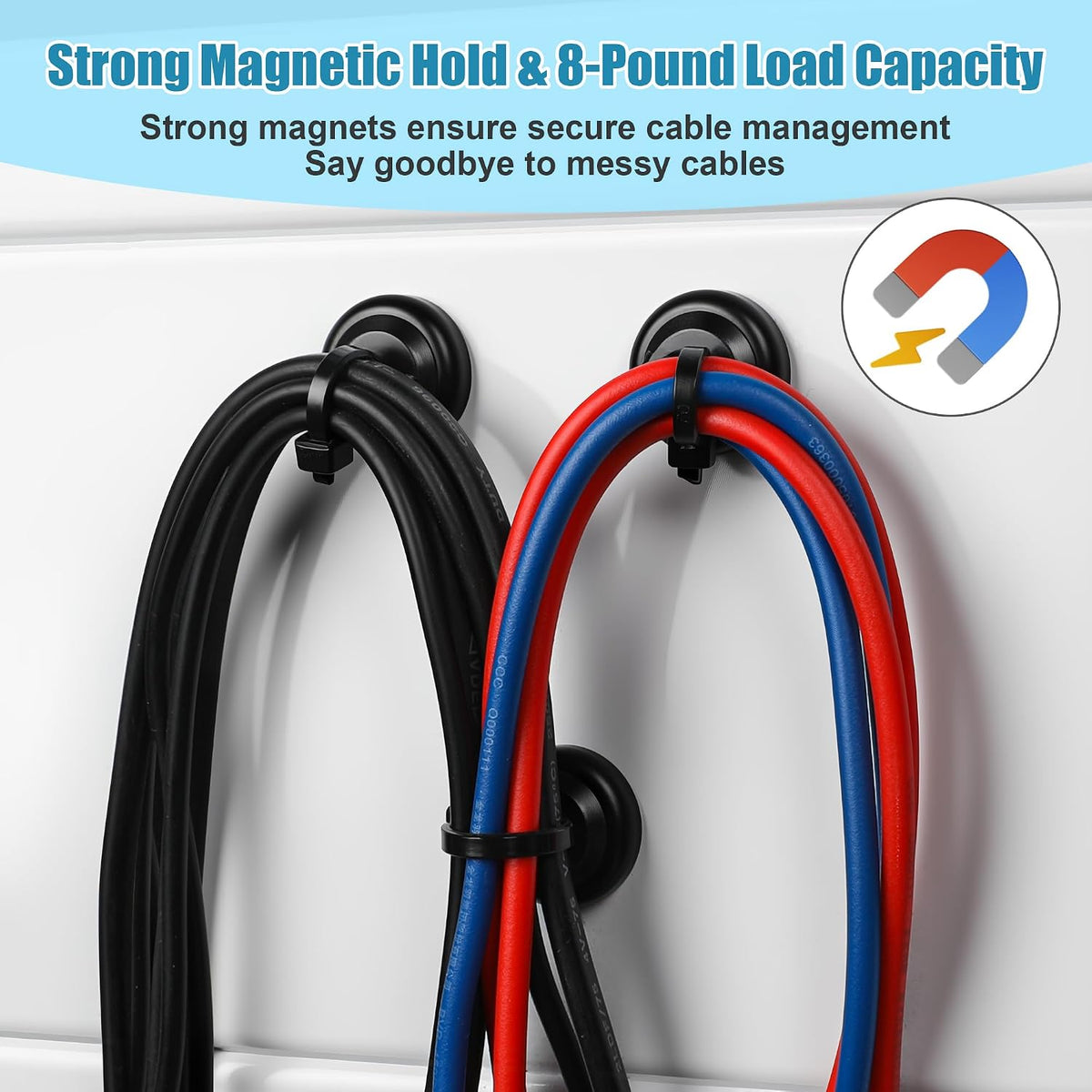 24Pcs Magnetic Zip Tie Mount 100Pcs Cable Ties,Zip Tie Base Holder Set