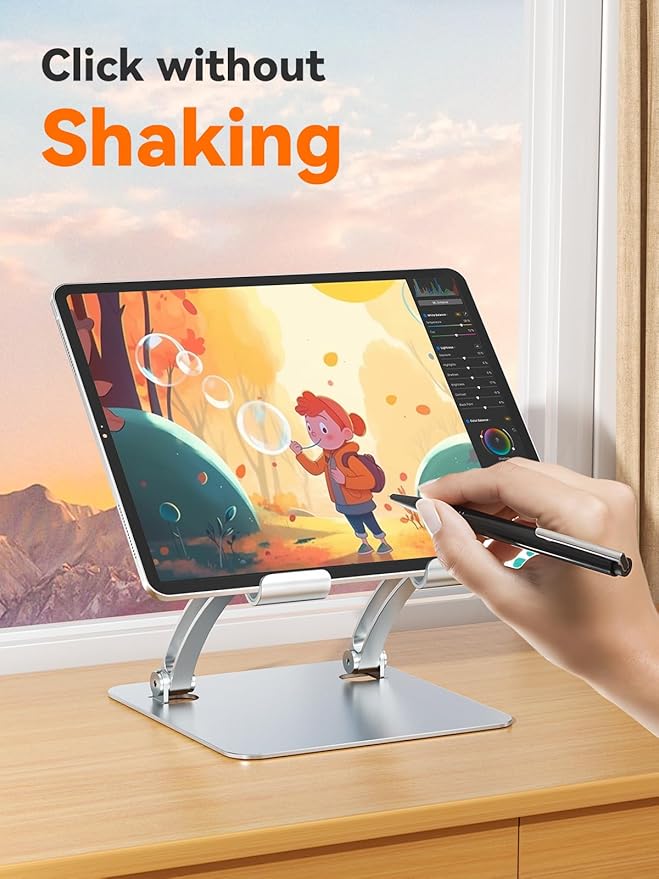 tounee Tablet Holder Stand, Dual Rod Adjustable Aluminum Desktop Stand - Image 3