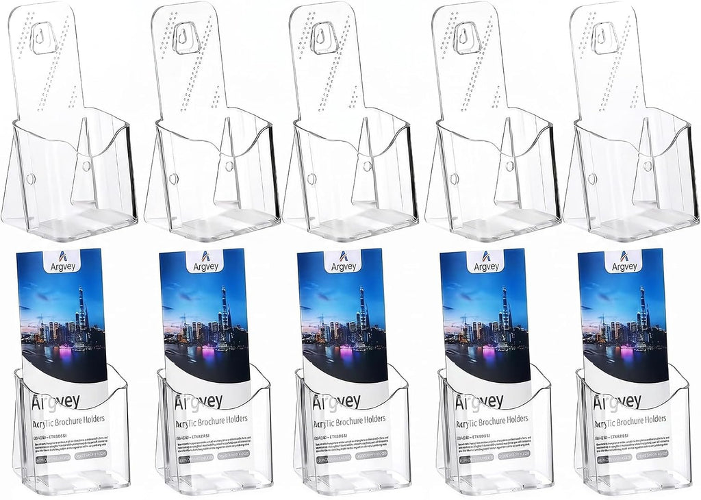 clear 4x9 trifold brochure holder, acrylic rack card, main product view