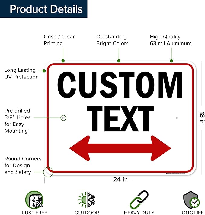 Custom Arrow, Custom Directional Sign, Two Way Arrow, 18x24 Inches, Rust Free - Image 6
