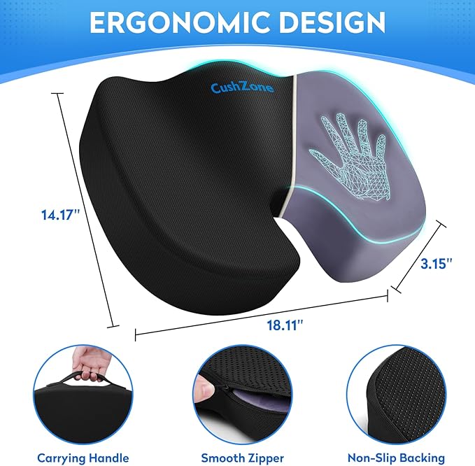 CushZone Seat Cushion, Office Chair Cushions, Car Seat Cushion, Non-Slip - Image 2