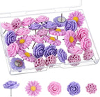 XLIUAX 40Pcs Flower Push Pins, Rose Thumb Tacks Cute Pink Thumbtacks - Image 8